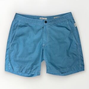 Onia Calder 7.5" Swim Trunks Mens 32 Blue Gingham Check Lined Shorts Beach
